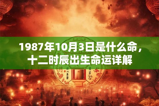 1987年10月3日是什么命，十二时辰出生命运详解