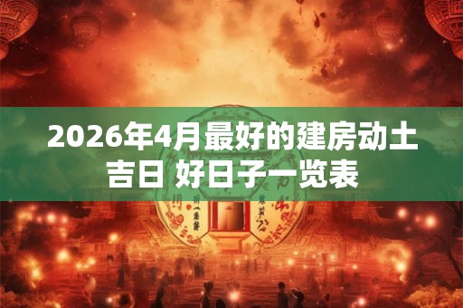 2026年4月最好的建房动土吉日 好日子一览表 2026年4月最好的建房动土吉日 好日子一览表