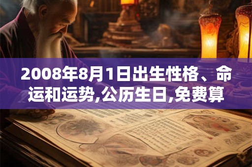 2008年8月1日出生性格、命运和运势,公历生日,免费算命