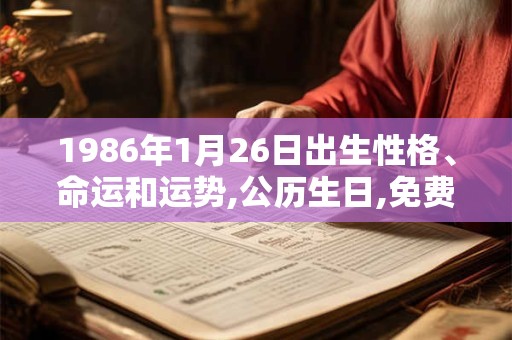 1986年1月26日出生性格、命运和运势,公历生日,免费算命
