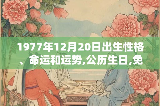 1977年12月20日出生性格、命运和运势,公历生日,免费算命