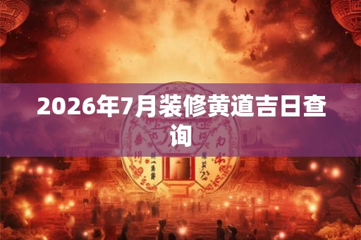 2026年7月装修黄道吉日查询 2026年7月装修黄道吉日查询