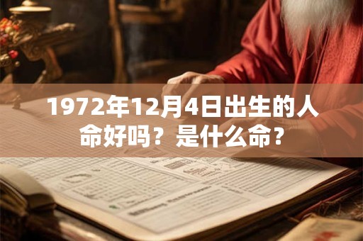 1972年12月4日出生的人命好吗?是什么命? 1972年12月4日出生的人命好吗?是什么命?