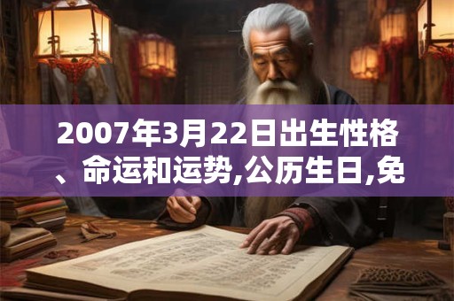 2007年3月22日出生性格、命运和运势,公历生日,免费算命