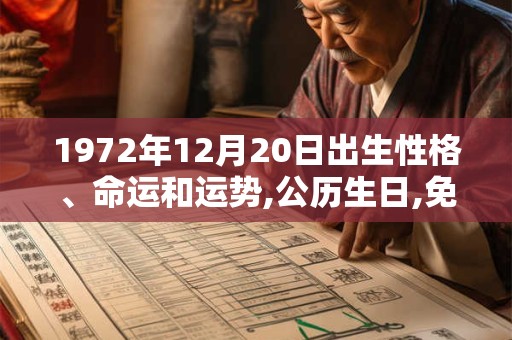1972年12月20日出生性格、命运和运势,公历生日,免费算命