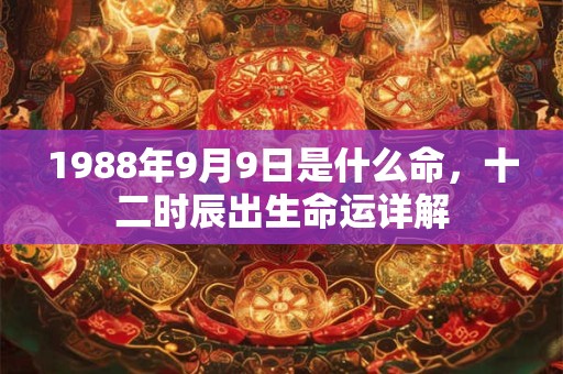 1988年9月9日是什么命，十二时辰出生命运详解