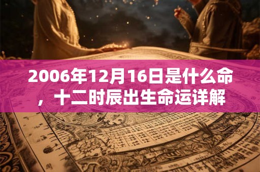 2006年12月16日是什么命，十二时辰出生命运详解
