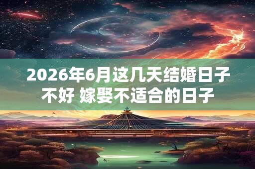 2026年6月这几天结婚日子不好 嫁娶不适合的日子