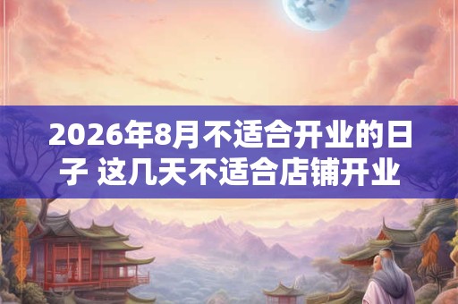 2026年8月不适合开业的日子 这几天不适合店铺开业