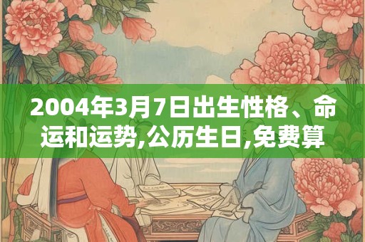 2004年3月7日出生性格、命运和运势,公历生日,免费算命