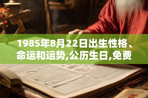 1985年8月22日出生性格、命运和运势,公历生日,免费算命