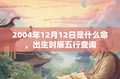 2004年12月12日是什么命，出生时辰五行查询