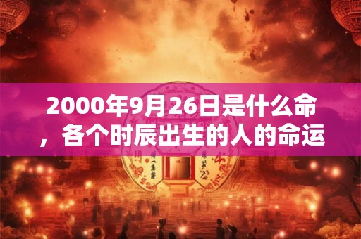 2000年9月26日是什么命，各个时辰出生的人的命运