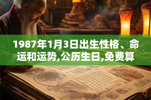 1987年1月3日出生性格、命运和运势,公历生日,免费算命