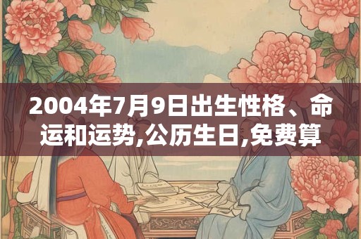 2004年7月9日出生性格、命运和运势,公历生日,免费算命