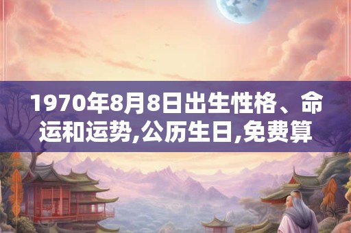 1970年8月8日出生性格、命运和运势,公历生日,免费算命