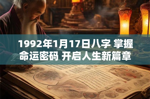 1992年1月17日八字 掌握命运密码 开启人生新篇章! 1992年1月17日八字 掌握命运密码 开启人生新篇章!