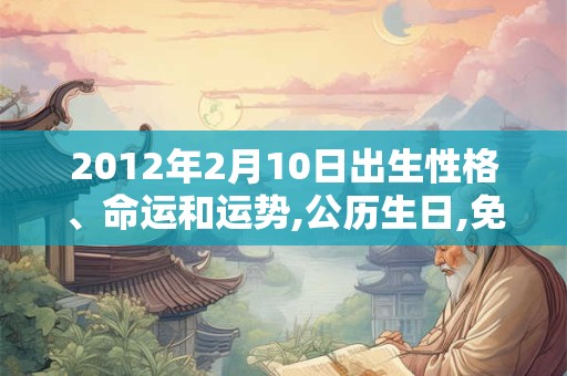2012年2月10日出生性格、命运和运势,公历生日,免费算命 2012年2月10日出生性格、命运和运势,公历生日,免费算命