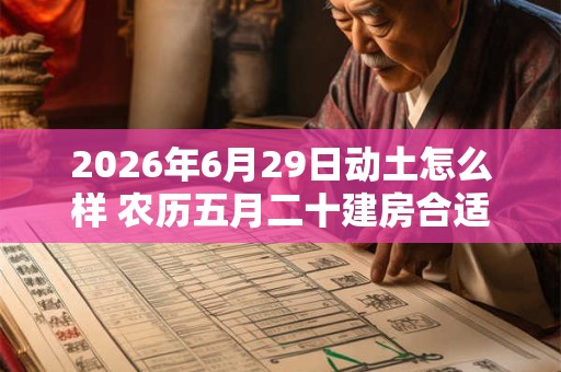 2026年6月29日动土怎么样 农历五月二十建房合适吗