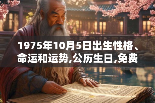 1975年10月5日出生性格、命运和运势,公历生日,免费算命