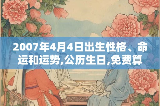 2007年4月4日出生性格、命运和运势,公历生日,免费算命 2007年4月4日出生性格、命运和运势,公历生日,免费算命
