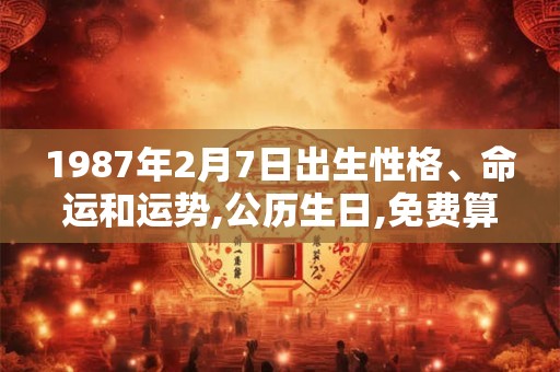 1987年2月7日出生性格、命运和运势,公历生日,免费算命