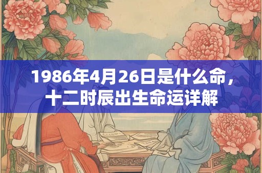1986年4月26日是什么命，十二时辰出生命运详解