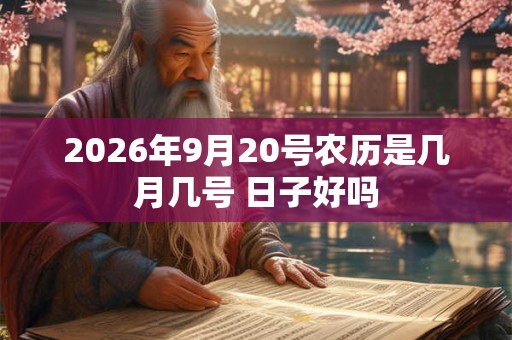2026年9月20号农历是几月几号 日子好吗
