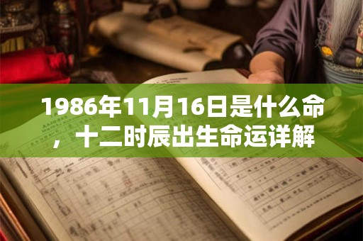 1986年11月16日是什么命，十二时辰出生命运详解