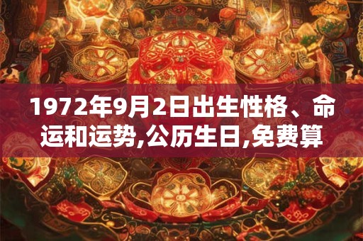 1972年9月2日出生性格、命运和运势,公历生日,免费算命