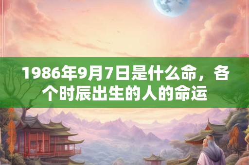 1986年9月7日是什么命,各个时辰出生的人的命运 1986年9月7日是什么命,各个时辰出生的人的命运