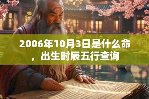 2006年10月3日是什么命,出生时辰五行查询 2006年10月3日是什么命,出生时辰五行查询