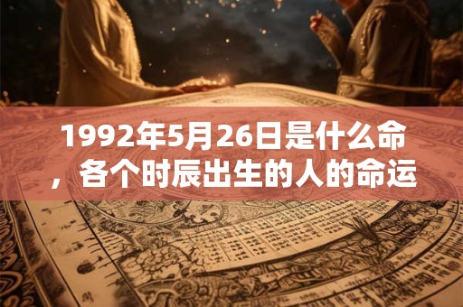 1992年5月26日是什么命，各个时辰出生的人的命运