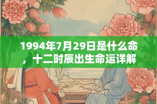 1994年7月29日是什么命，十二时辰出生命运详解