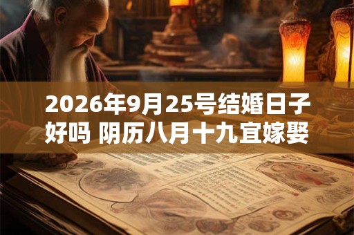 2026年9月25号结婚日子好吗 阴历八月十九宜嫁娶吗 2026年9月25号结婚日子好吗 阴历八月十九宜嫁娶吗
