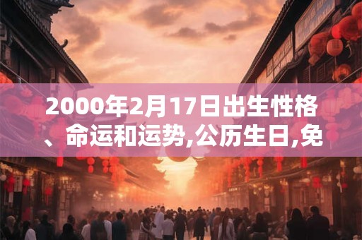 2000年2月17日出生性格、命运和运势,公历生日,免费算命 2000年2月17日出生性格、命运和运势,公历生日,免费算命