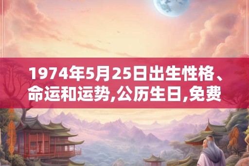 1974年5月25日出生性格、命运和运势,公历生日,免费算命