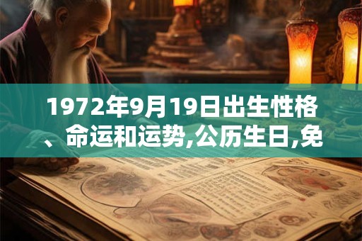 1972年9月19日出生性格、命运和运势,公历生日,免费算命