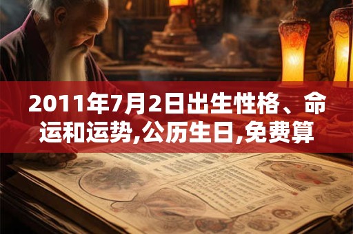 2011年7月2日出生性格、命运和运势,公历生日,免费算命