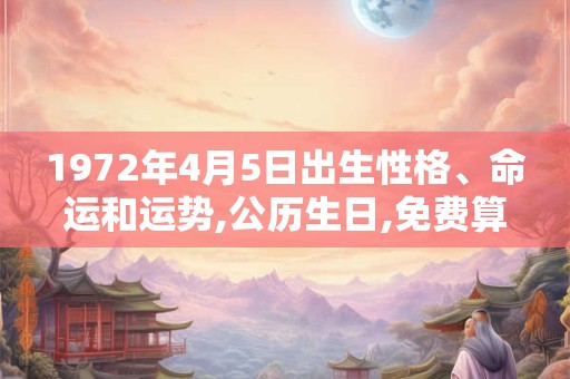 1972年4月5日出生性格、命运和运势,公历生日,免费算命