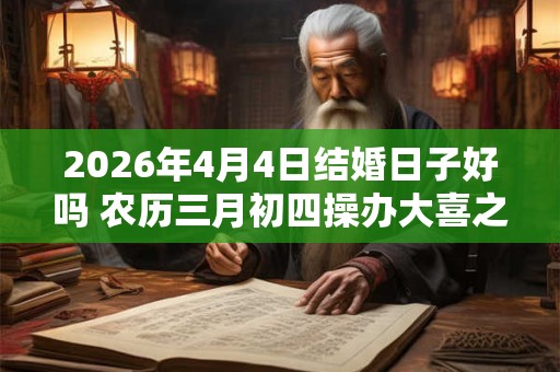 2026年4月4日结婚日子好吗 农历三月初四操办大喜之事怎么样 2026年4月4日结婚日子好吗 农历三月初四操办大喜之事怎么样