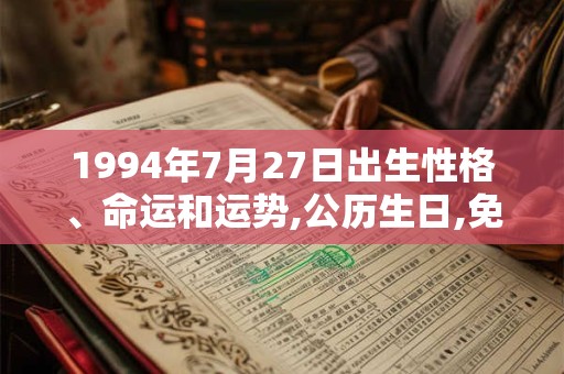 1994年7月27日出生性格、命运和运势,公历生日,免费算命 1994年7月27日出生性格、命运和运势,公历生日,免费算命