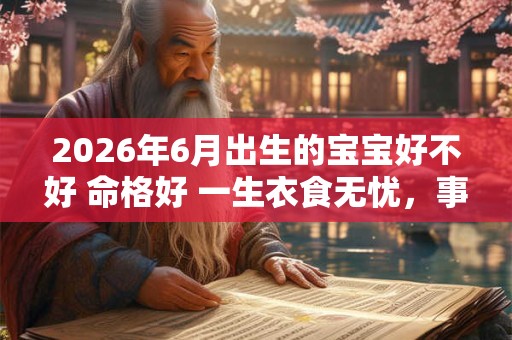 2026年6月出生的宝宝好不好 命格好 一生衣食无忧，事业顺通