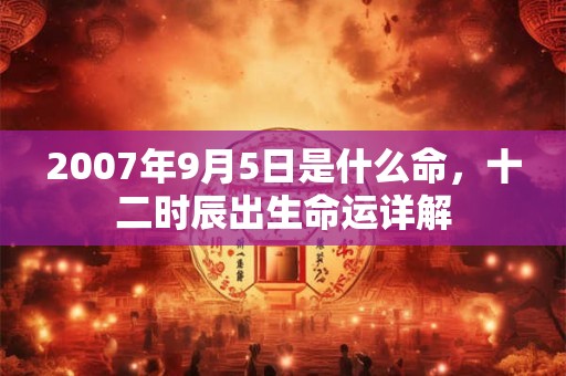2007年9月5日是什么命，十二时辰出生命运详解