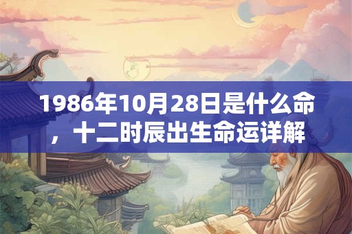 1986年10月28日是什么命，十二时辰出生命运详解