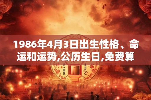 1986年4月3日出生性格、命运和运势,公历生日,免费算命