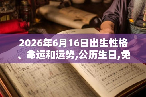 2026年6月16日出生性格、命运和运势,公历生日,免费算命