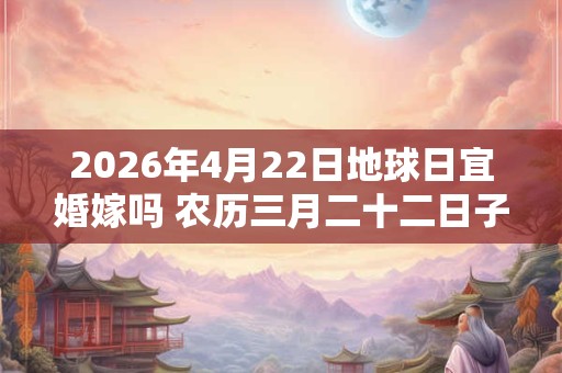 2026年4月22日地球日宜婚嫁吗 农历三月二十二日子好不好