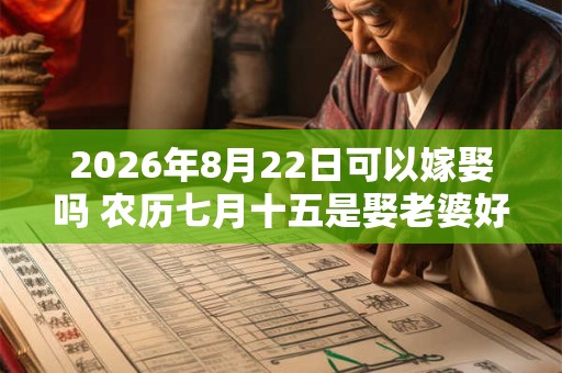 2026年8月22日可以嫁娶吗 农历七月十五是娶老婆好日子吗 2026年8月22日可以嫁娶吗 农历七月十五是娶老婆好日子吗