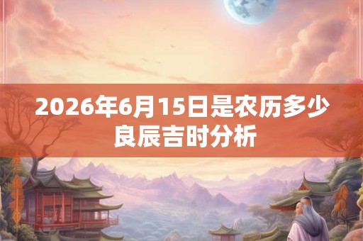 2026年6月15日是农历多少 良辰吉时分析 2026年6月15日是农历多少 良辰吉时分析
